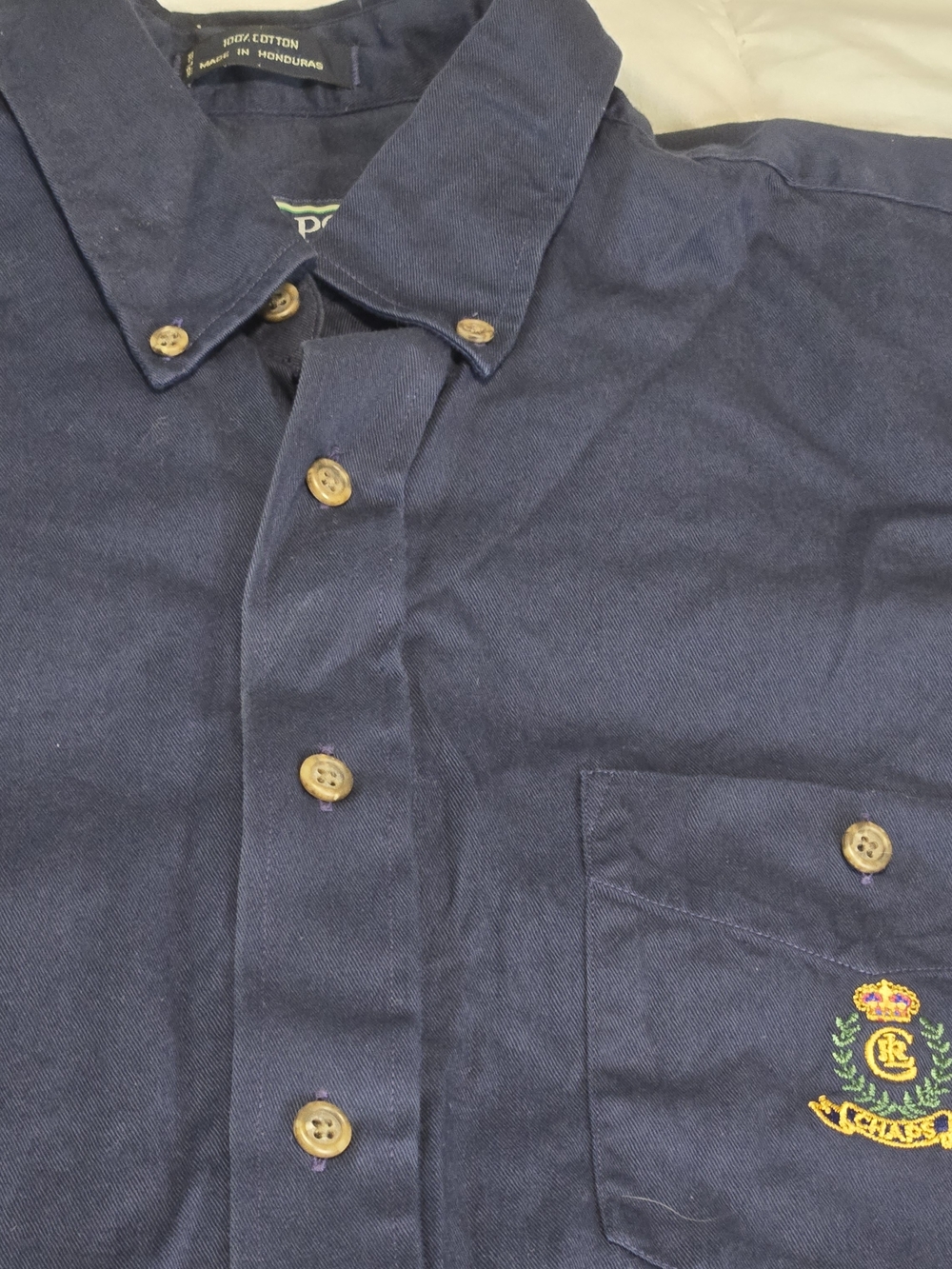 Chaps RALPH LAUREN vintage navy shirt with logo and pocket. 0910